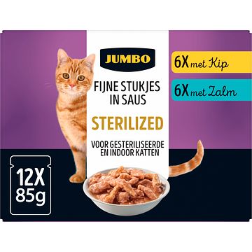 Foto van Jumbo fijne stukjes in saus sterilized diervoeder 12 x 85g