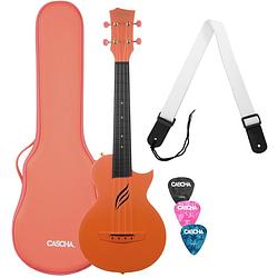 Foto van Cascha hh 2289 carbon fiber concert ukelele set oranje