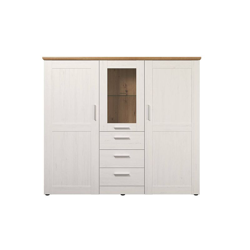 Foto van Shade dressoir 3 deuren, 3 laden wit dennenhout decor, eiken decor.