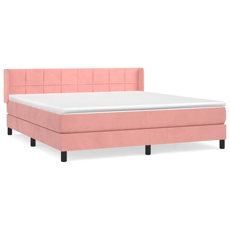 Foto van The living store boxspringbed - fluweel - roze - 180x200x78/88 cm - pocketvering