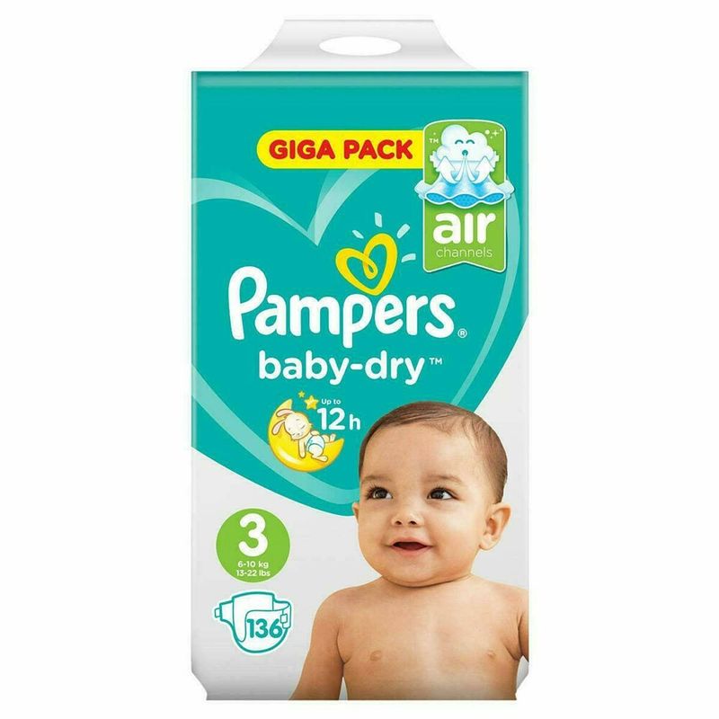 Foto van Pampers baby-dry maat 3 -136 luiers