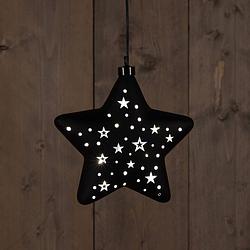 Foto van Anna'ss collection - star glass black with stars 19cm / led warm white 2xaaa