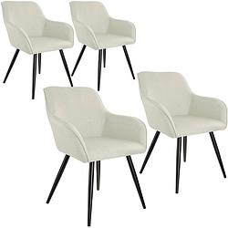 Foto van Tectake - set van 4 stoelen marilyn linnen look - diverse kleuren - creme -zwart - 404675