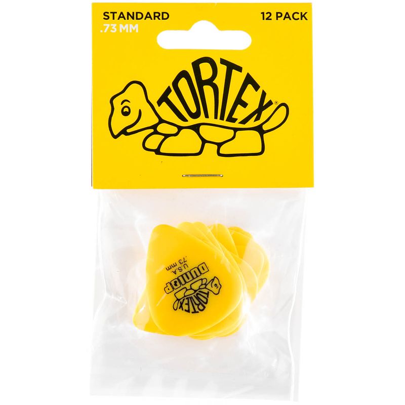 Foto van Dunlop tortex standard 0.73mm 12-pack plectrumset geel