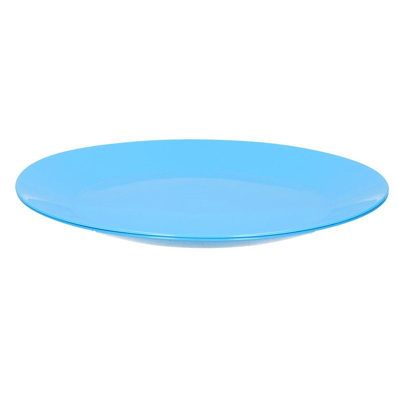 Foto van 3x ontbijt/diner bordjes van hard kunststof 21 cm in het blauw - campingborden