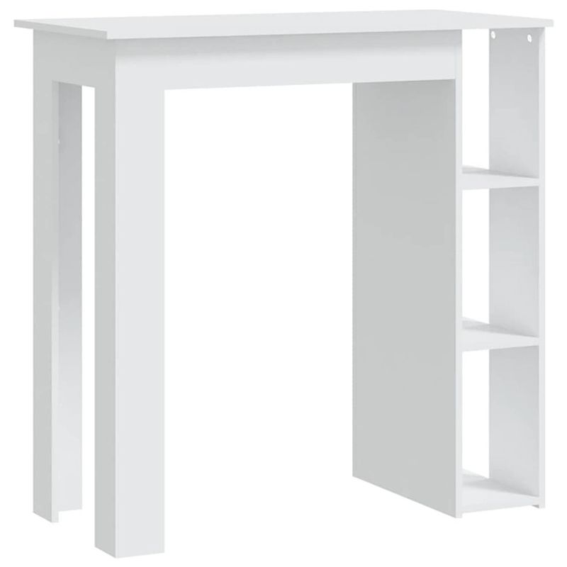 Foto van The living store bartafel modern wit - 102x50x103.5 cm - 3 opbergvakken