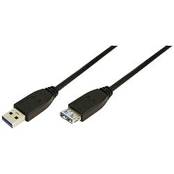 Foto van Logilink usb-kabel usb 3.2 gen1 (usb 3.0 / usb 3.1 gen1) usb-a stekker, usb-a bus 1.00 m zwart cu0041