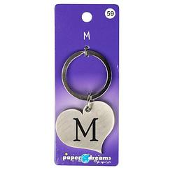 Foto van Paper dreams sleutelhanger hart letter m 10 x 4 cm staal zilver