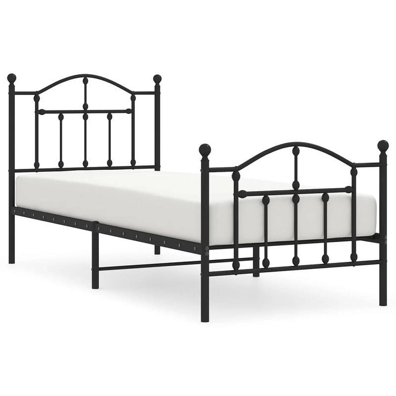 Foto van Vidaxl bedframe met hoofd- en voeteneinde metaal zwart 90x190 cm