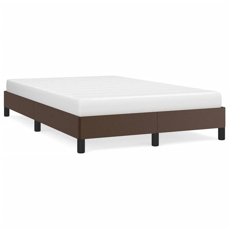 Foto van The living store bedframe bruin kunstleer multiplex - 203 x 123 x 25 cm - geschikt voor 120 x 200 cm matras