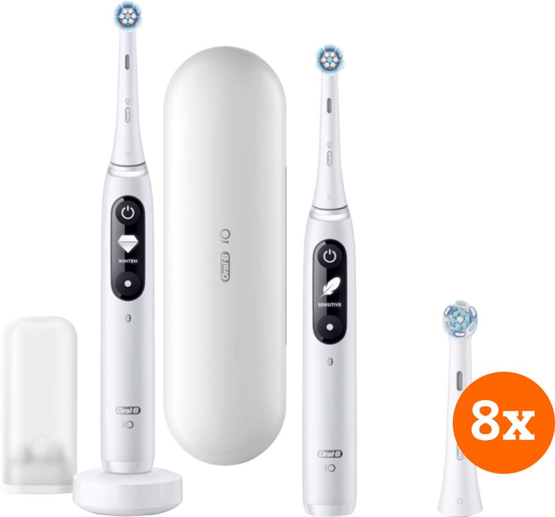 Foto van Oral-b io - 7n wit duo pack + io ultimate clean opzetborstels (8 stuks)