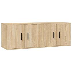 Foto van The living store tv wandmeubel - sonoma eiken - 57 x 34.5 x 40 cm (b x d x h) - 2 stuks