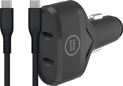 Foto van Bluebuilt power delivery autolader 20w zwart + veripart usb c kabel 2m kunststof zwart