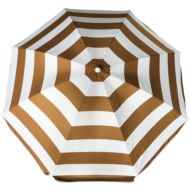 Foto van Parasol - goud/wit - gestreept - d180 cm - uv-bescherming - incl. draagtas - parasols