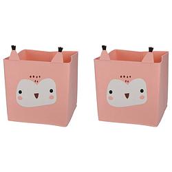 Foto van 2x stuks opbergmand vilt kinderkamer - dieren thema uil - 32 x 32 x 32 cm - opbergmanden