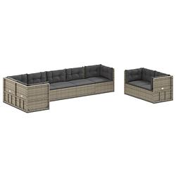 Foto van Vidaxl 8-delige loungeset met kussens poly rattan grijs