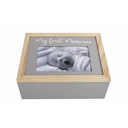 Foto van Gifts amsterdam opbergbox 'smy first memories's 24x19x9 cm hout grijs