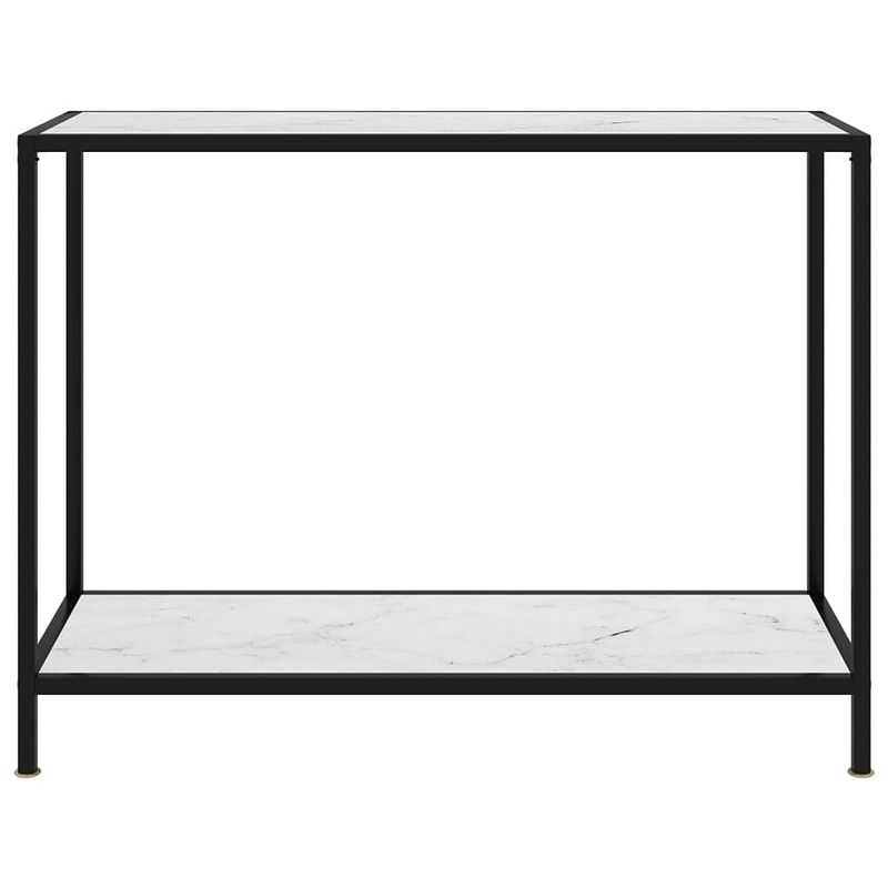 Foto van The living store wandtafel - wandtafel - 100 x 35 x 75 cm - kleur- wit en zwart - gehard glas en gepoedercoat staal -