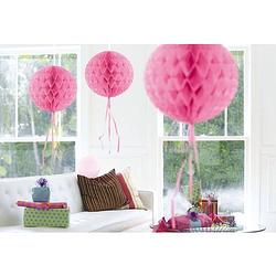 Foto van 3 stuks decoratie ballen licht roze 30 cm - hangdecoratie