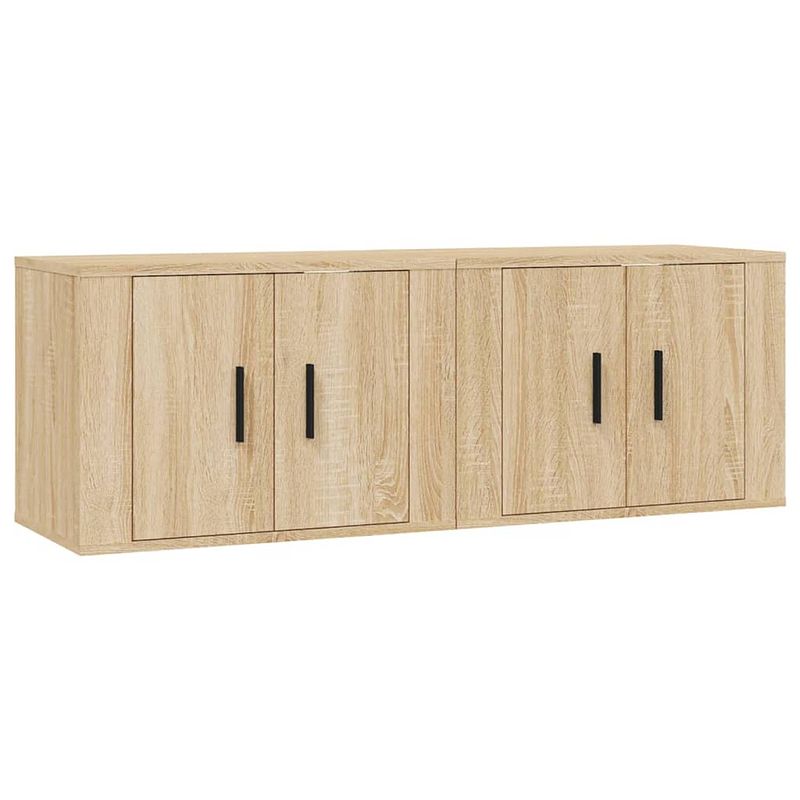 Foto van The living store tv wandmeubel - sonoma eiken - 57 x 34.5 x 40 cm (b x d x h) - 2 stuks