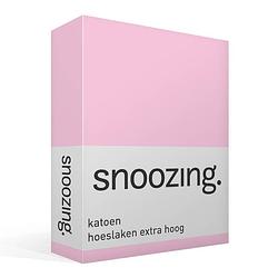 Foto van Snoozing - katoen - extra hoog - hoeslaken - 140x200 - roze