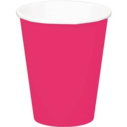 Foto van 8x stuks drinkbekers van papier fuchsia roze 350 ml - feestbekertjes