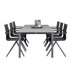 Foto van Levels tuinmeubelset tafel 100x229/310cm en 6 stoel alina zwart, grijs.