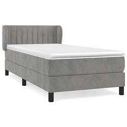 Foto van The living store boxspringbed - fluweel - 203 x 103 x 78/88 cm - pocketvering matras - middelharde ondersteuning -