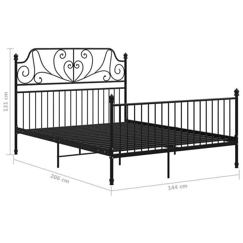 Foto van The living store metalen bedframe - zwart - 206 x 144 x 131 cm - geschikt voor 140 x 200 cm (matras niet inbegrepen)