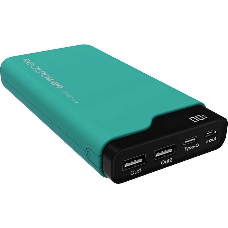 Foto van Realpower pb-15000c powerbank 15000 mah li-ion groen