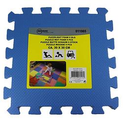 Foto van Puzzel speelmat foam tegels 30 x 30 cm blauw 9 stuks - speelkleden
