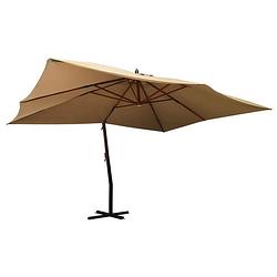 Foto van Vidaxl zweefparasol met houten paal 400x300 cm taupe