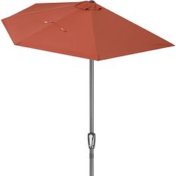 Foto van Detex halfronde parasol terracotta uv bescherming 50+