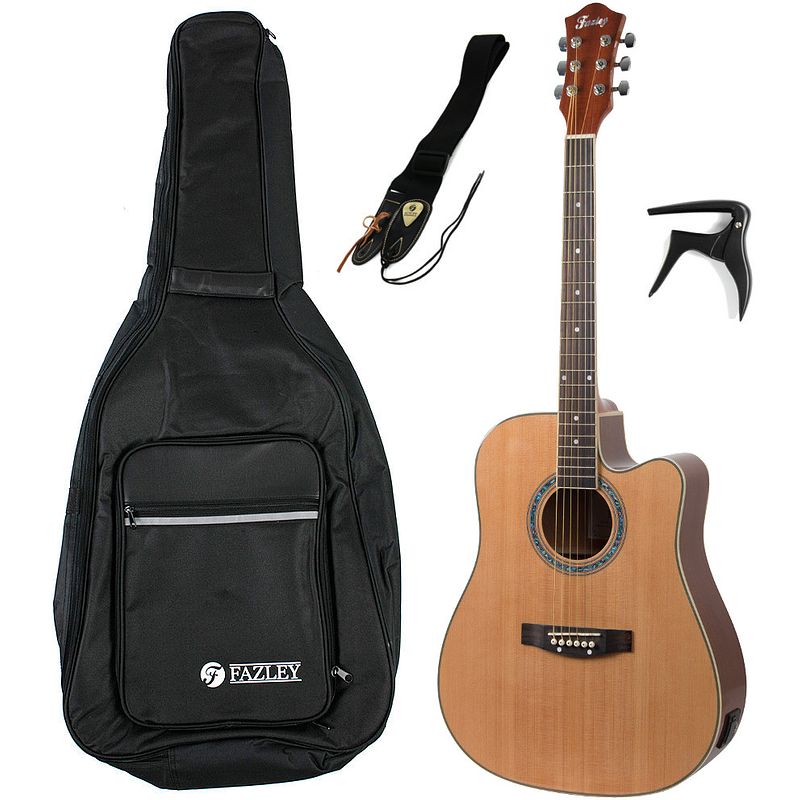 Foto van Fazley fe118cn elektrisch akoestische westerngitaar + gigbag + strap + capo