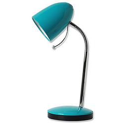 Foto van Led bureaulamp - aigi wony - e27 fitting - flexibele arm - rond - glans blauw