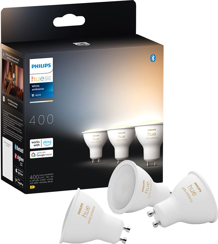 Foto van Philips hue white ambiance gu10 3-pack