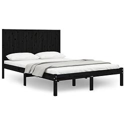 Foto van The living store bedframe - grenenhout - 140 x 200 cm - zwart