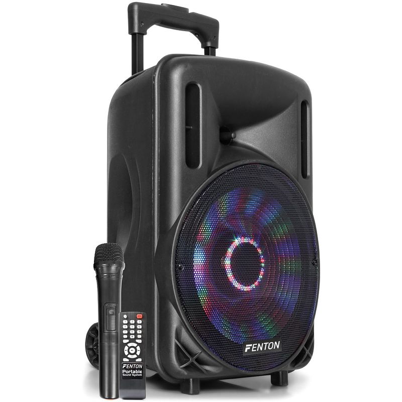 Foto van Fenton ft10led actieve 450w mobiele 10 inch speaker met led lichteffecten