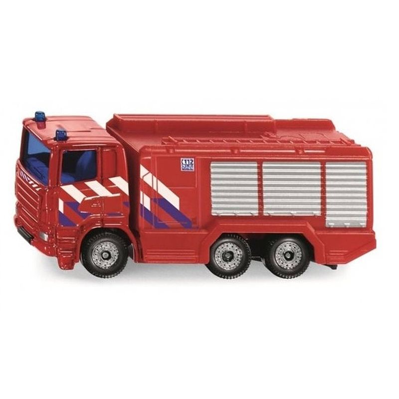 Foto van Siku brandweerwagen scania junior 7 cm staal rood (1036)