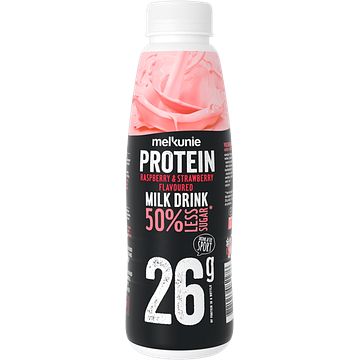 Foto van Melkunie protein raspberry & strawberry flavoured milk drink 482ml bij jumbo
