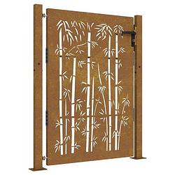 Foto van Vidaxl poort 105x155 cm bamboe-ontwerp cortenstaal