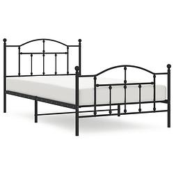 Foto van Vidaxl bedframe met hoofd- en voeteneinde metaal zwart 100x200 cm