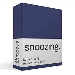 Foto van Snoozing - katoen-satijn - topper - hoeslaken - 90x210 - navy