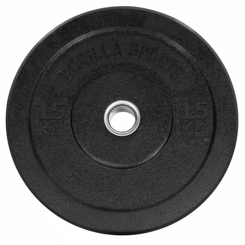 Foto van Gorilla sports bumper plate - halterschijf - 15 kg - rubber - 50 mm