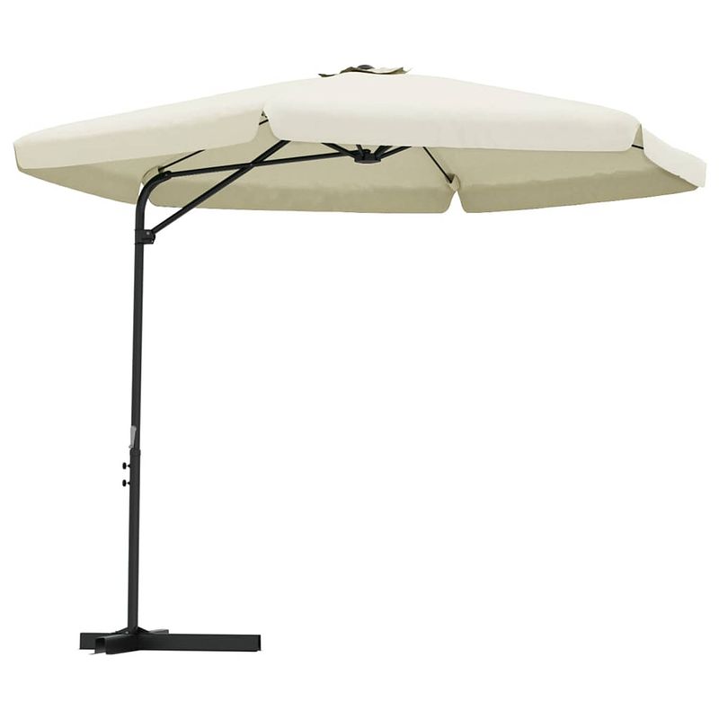 Foto van The living store parasol zandwit - 300 x 250 cm - uv-beschermend polyester - stabiele stalen paal - met