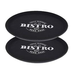 Foto van 2x stuks zwart anti-slip dienbladen kunststof 36 cm bistro special - dienbladen