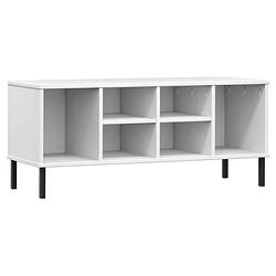 Foto van The living store oslo schoenenkast - 106 x 35 x 45 cm - massief grenenhout met metalen poten