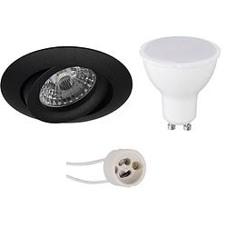 Foto van Led spot set - aigi - pragmi uranio pro - gu10 fitting - inbouw rond - mat zwart - 8w - helder/koud wit 6400k -