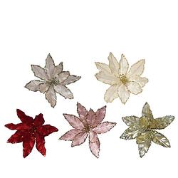 Foto van Everlands - poinsettia polyester d28h10 cm a5 kerst