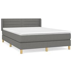 Foto van The living store boxspringbed - donkergrijs - 193 x 147 x 78/88 cm - pocketvering matras - middelharde ondersteuning -